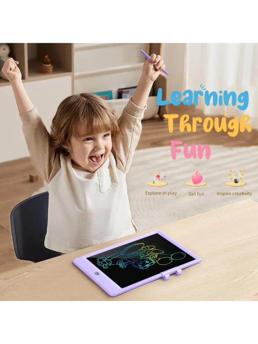 Colorful LCD Writing Tablet 2-Pack | Reusable Doodle Board for Kids, Educational